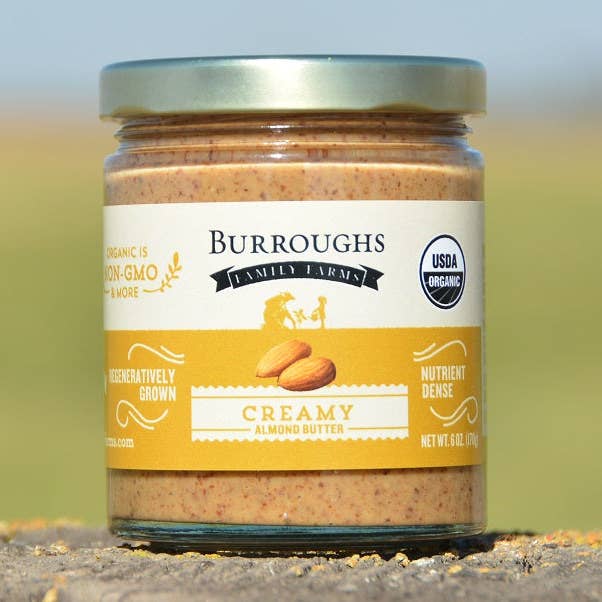 Regenerative Organic Creamy Almond Butter rPET for wholesale by Burroughs Family Farms