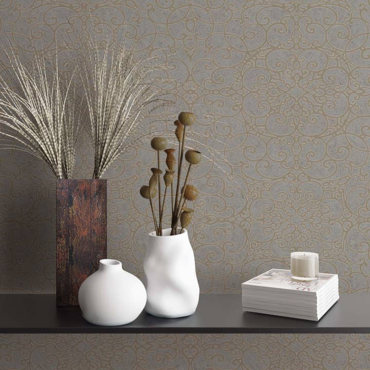 behang grijs, beige textuur voor slaapkamer woonkamer of voor wholesale door Marburg