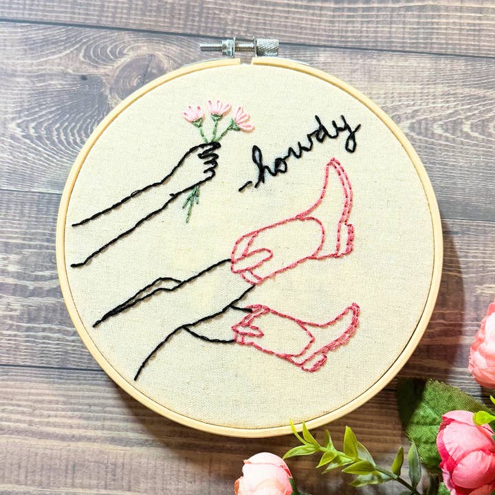 Howdy Cowgirl Hand Embroidery Kit for wholesale by Plum Diddle