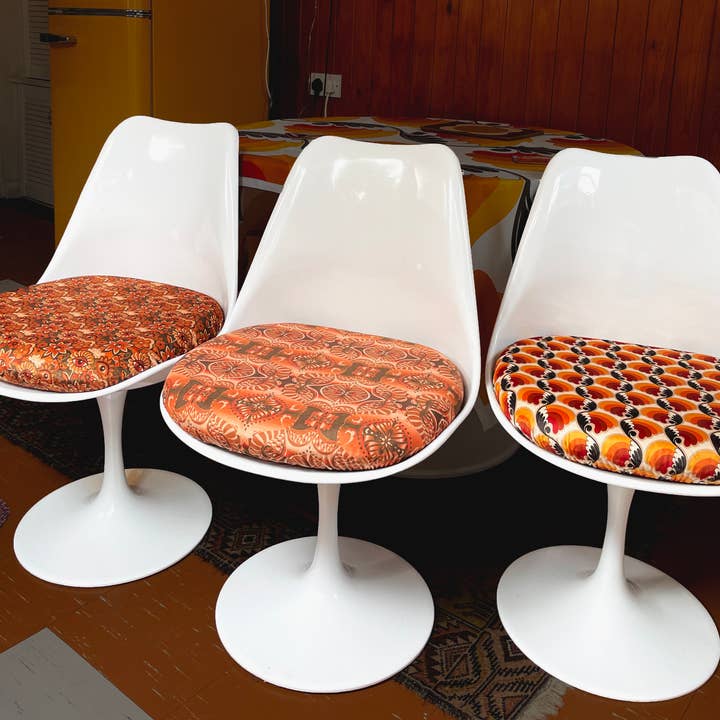 Fodera elasticizzata per sedia Tulip in velluto, coprisedile anni ’60 per la vendita all'ingrosso da parte di Stan and Gwyn