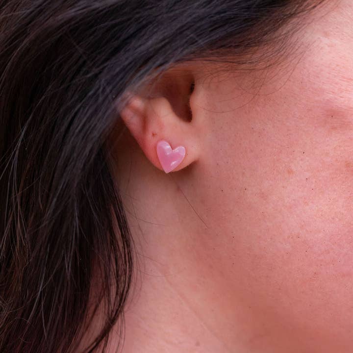 Spiffy & Splendid - Wholesale Stud/Post Earrings - Hand Drawn Heart Studs - Pink // Jewelry, Earrings, Valentine's1