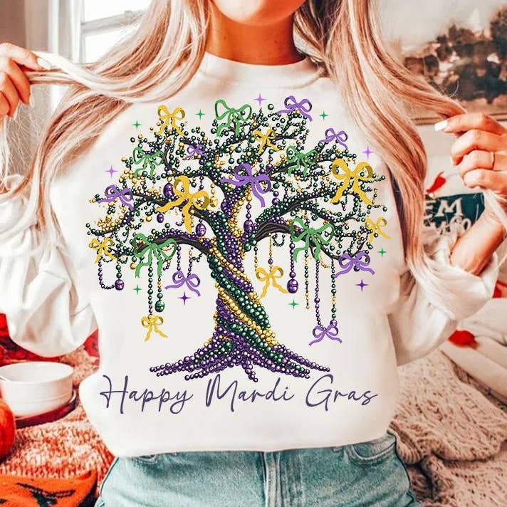 Coquette Mardi Gras Träd T-shirt, Falsk Glitter Sweatshirt för wholesale av NVC Ecommerce LLC
