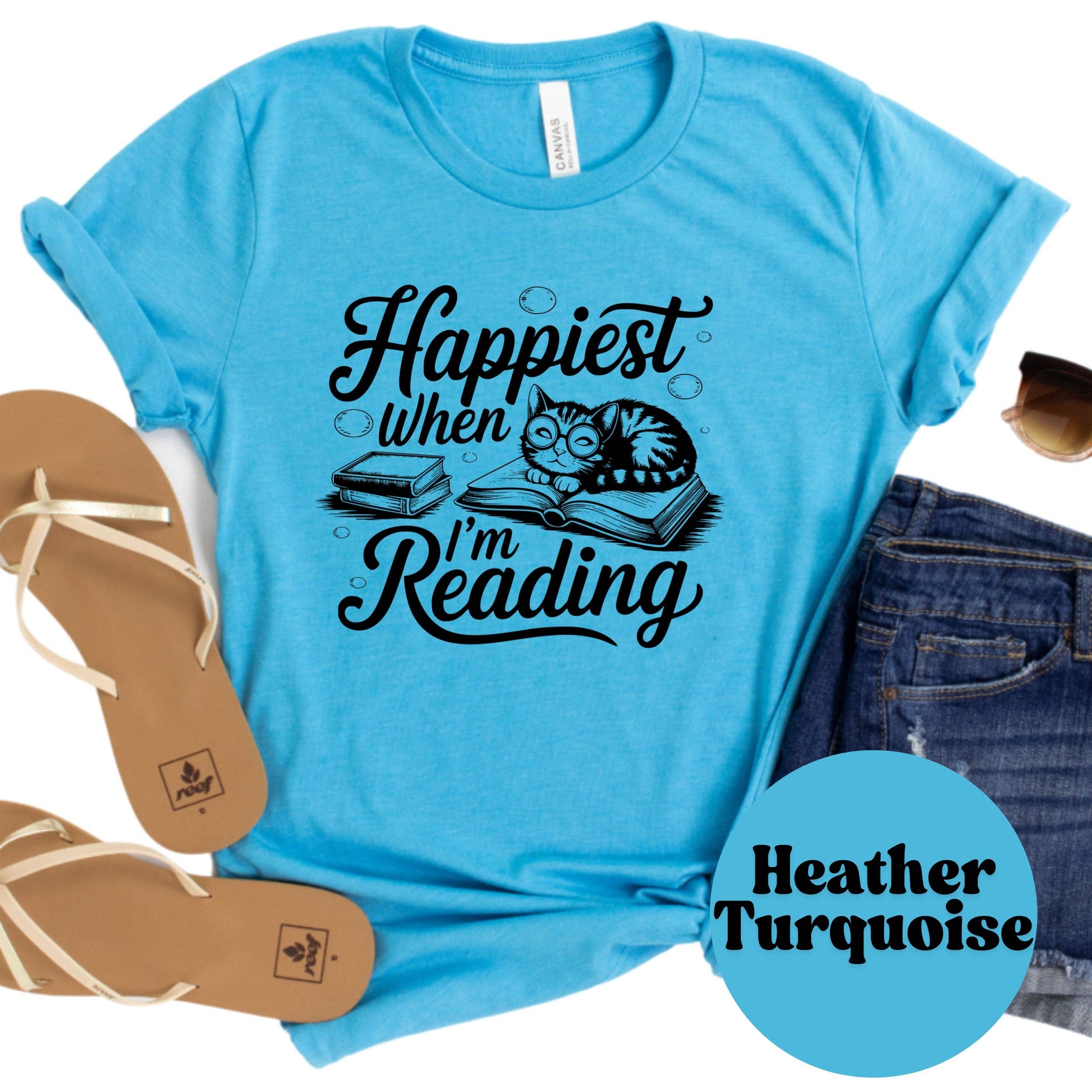 Purely Bookish - Vendita all'ingrosso Maglietta stampata - Donna - Maglietta Felice Quando Leggo – Maglietta Amante dei Gatti e dei Libri – Maglietta Carina per Amanti dei Libri – Regalo Accogliente per Lettori – Maglietta Vita da Topo di Biblioteca3