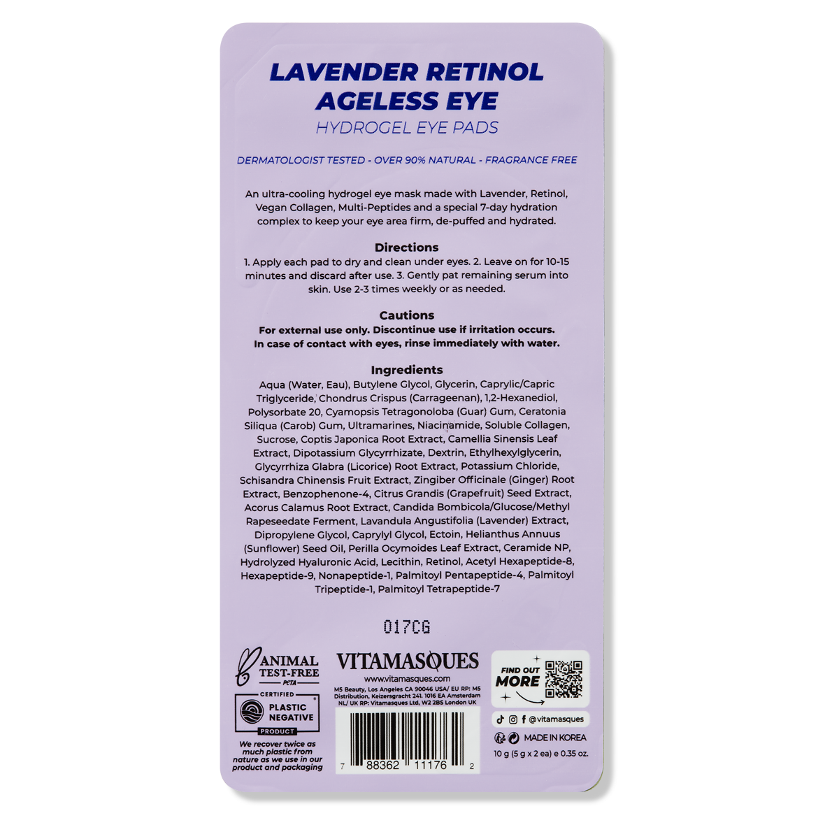Vitamasques US - Vente Masques de traitement yeux - COUSSINETS POUR LES YEUX EN HYDROGEL ANTI-ÂGE À LA LAVANDE ET AU RÉTINOL5