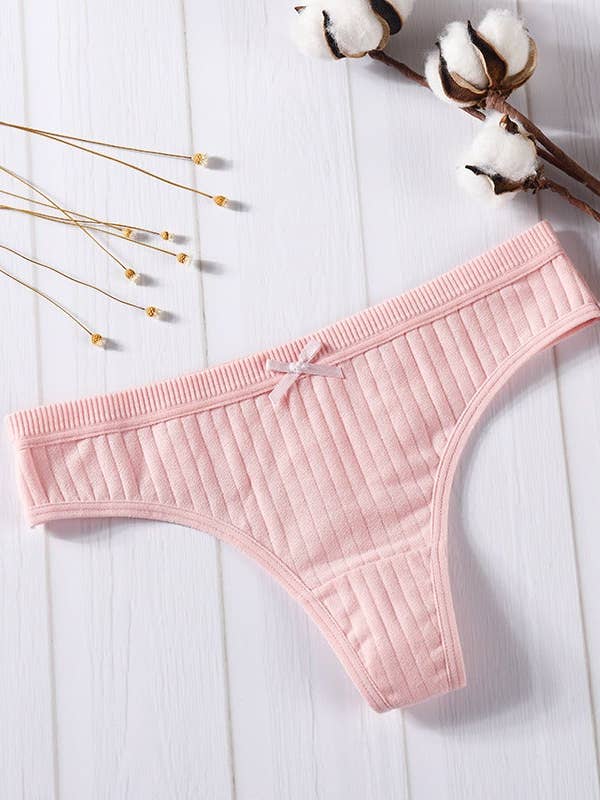 Tiffany Cotton Knit Thong Underwear - Pink for wholesale by Savoy Active