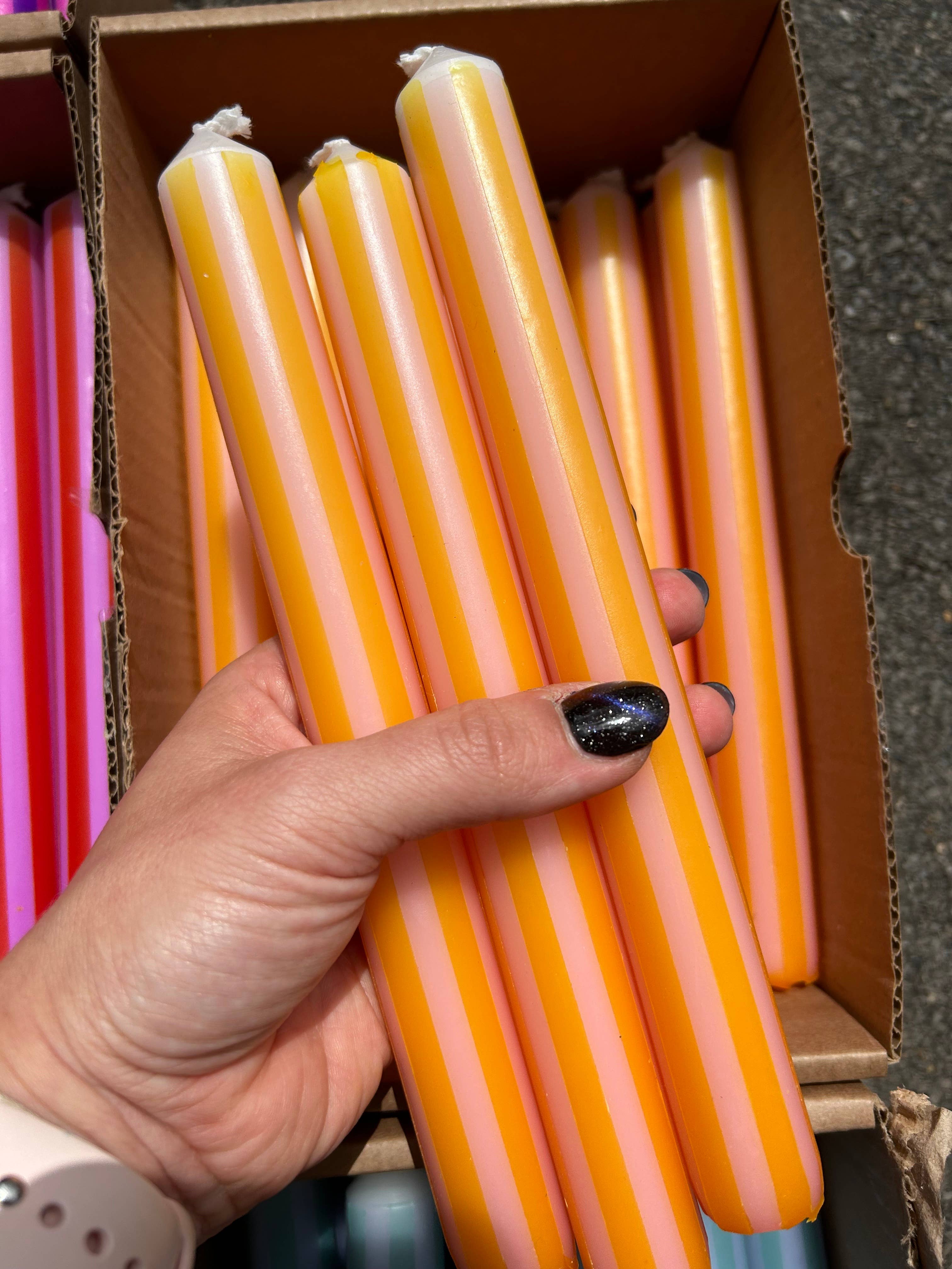 The Colour Emporium - Wholesale Tapered candle/candlestick - Pinstripe Candle individual9