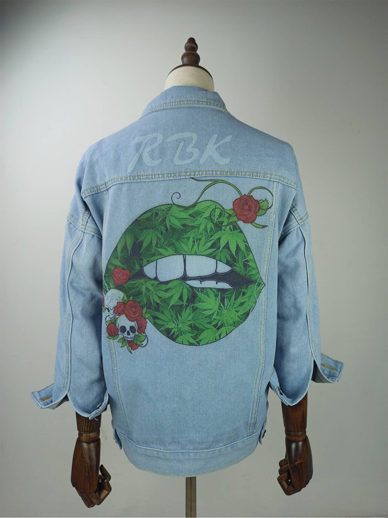 Tourtiwi - Wholesale Denim Jacket - Women's - Women's skull rose green lips denim jacket7