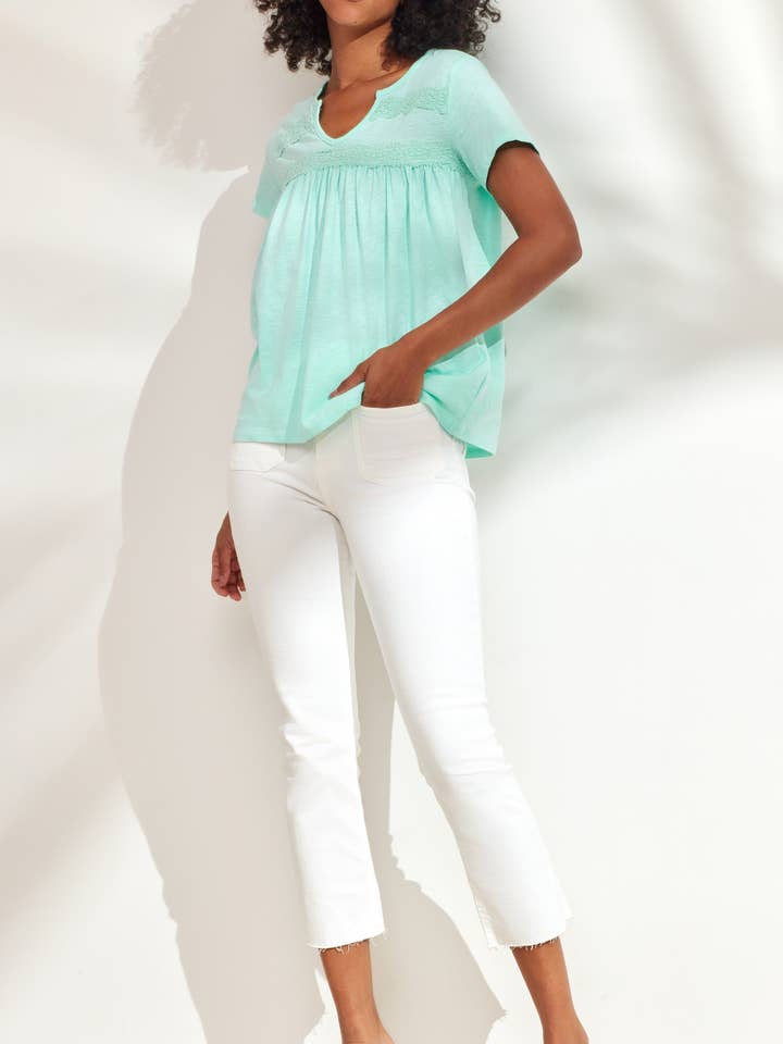 V-Neck Detail Tee for wholesale by Caribbean Joe