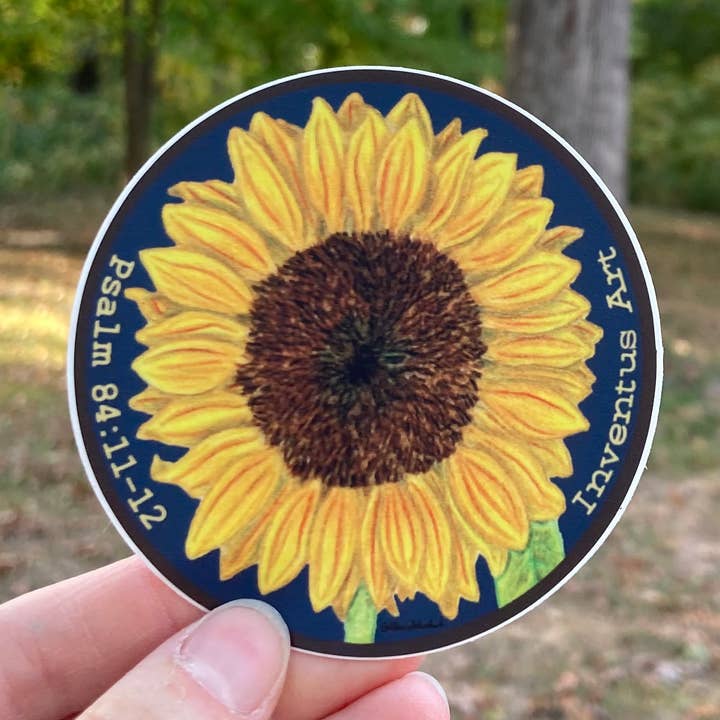 Sunflower "Psalm 84 - Inventus Art" Vinyl Sticker for wholesale by Inventus Art