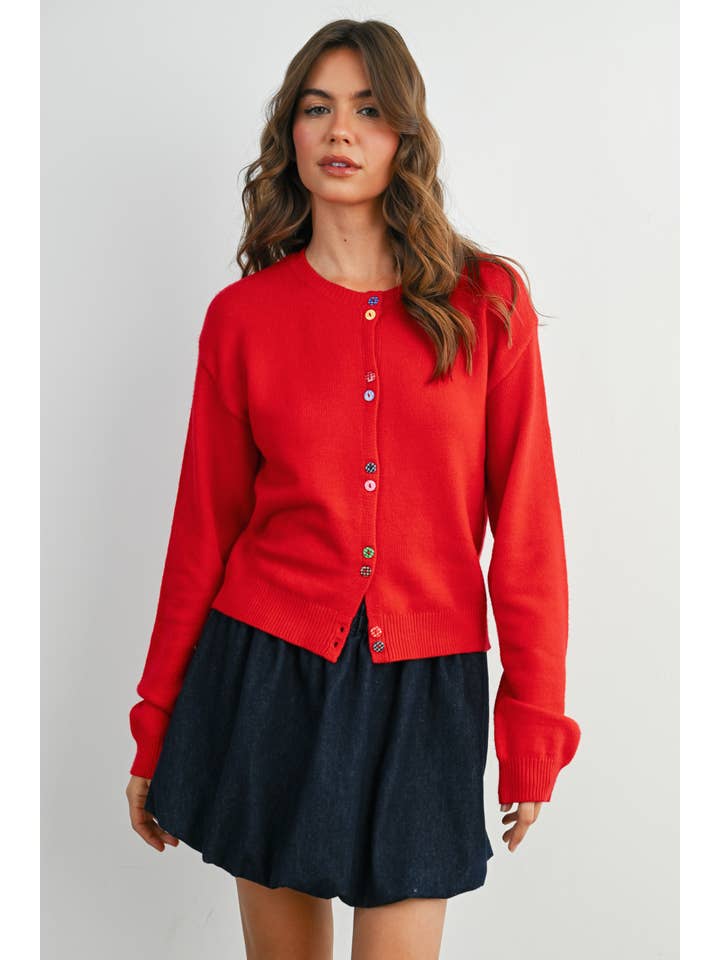 BUTTERMELON - Wholesale Cardigan - Women's - Long Sleeve Buttoned Cropped Cardigan - BMC790645