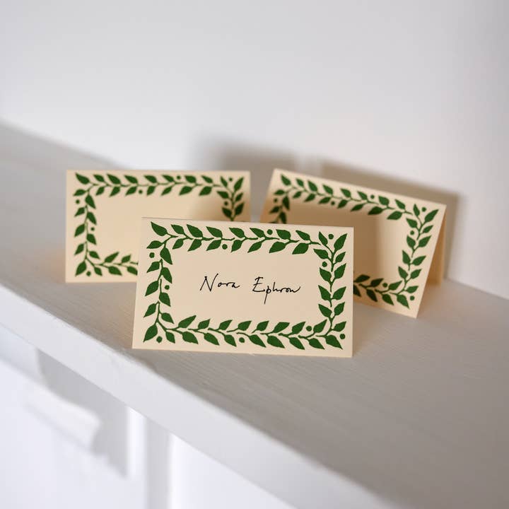Cambridge Imprint - Wholesale Place card / place holder - Pack of Twelve Pea Green Place Cards3