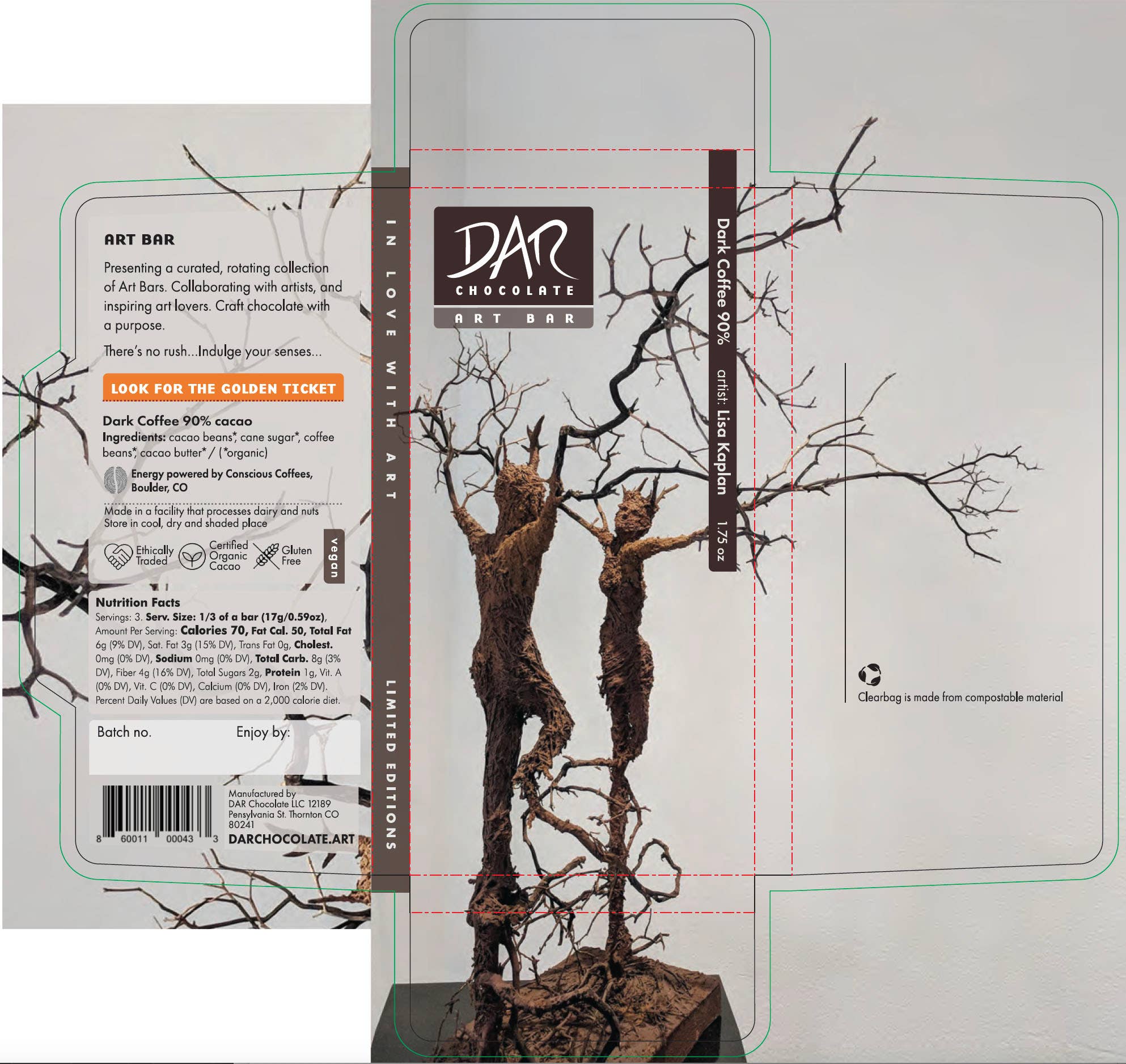 Dar Chocolate – wholesale Chocolate bar – Art Bars! Dark Coffee 90% Chocolate Bar Organic Vegan9