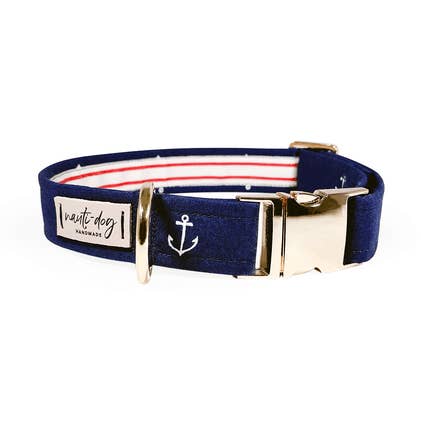 Collier pour chien Anchors Away Nautical Buckle & Martingale pour la vente par Nauti-dog Handmade