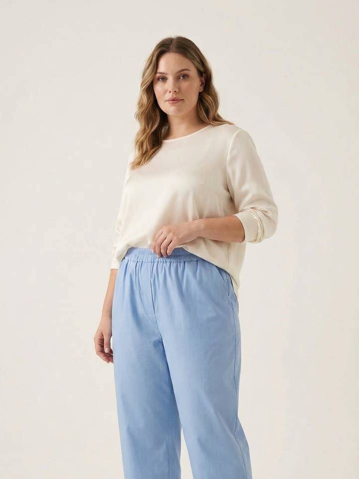 Plus size - Fluid pants with elastic waistband for wholesale by C'MELODIE
