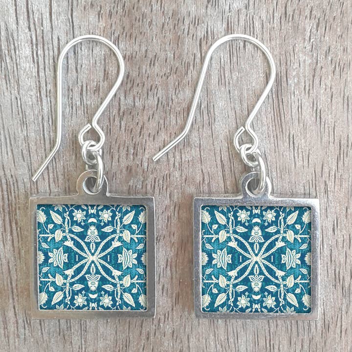 Stainless Steel & Walnut, Square Earrings for wholesale by Noa Jewellery