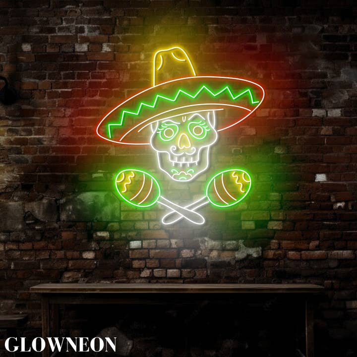Glow Neon - Wholesale Neon Sign - Skull Dead Of The Day Led Sign, Mexican Day Of The Dead Art