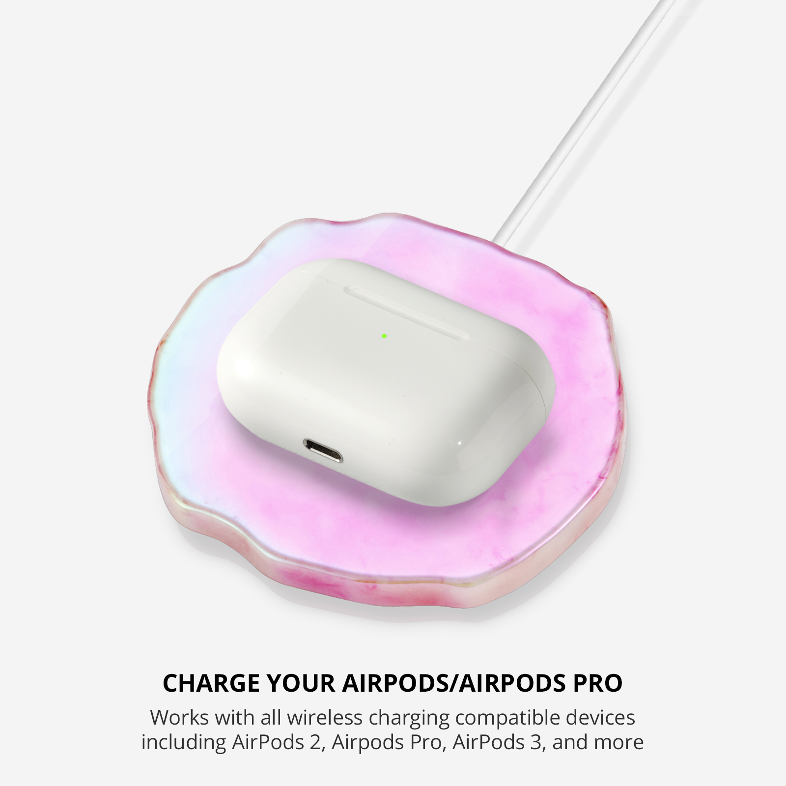 Ellie Rose – Engroshandel Små/håndholdte apparater – Trådløs oplader - Rose Quartz Crystal Holografisk10