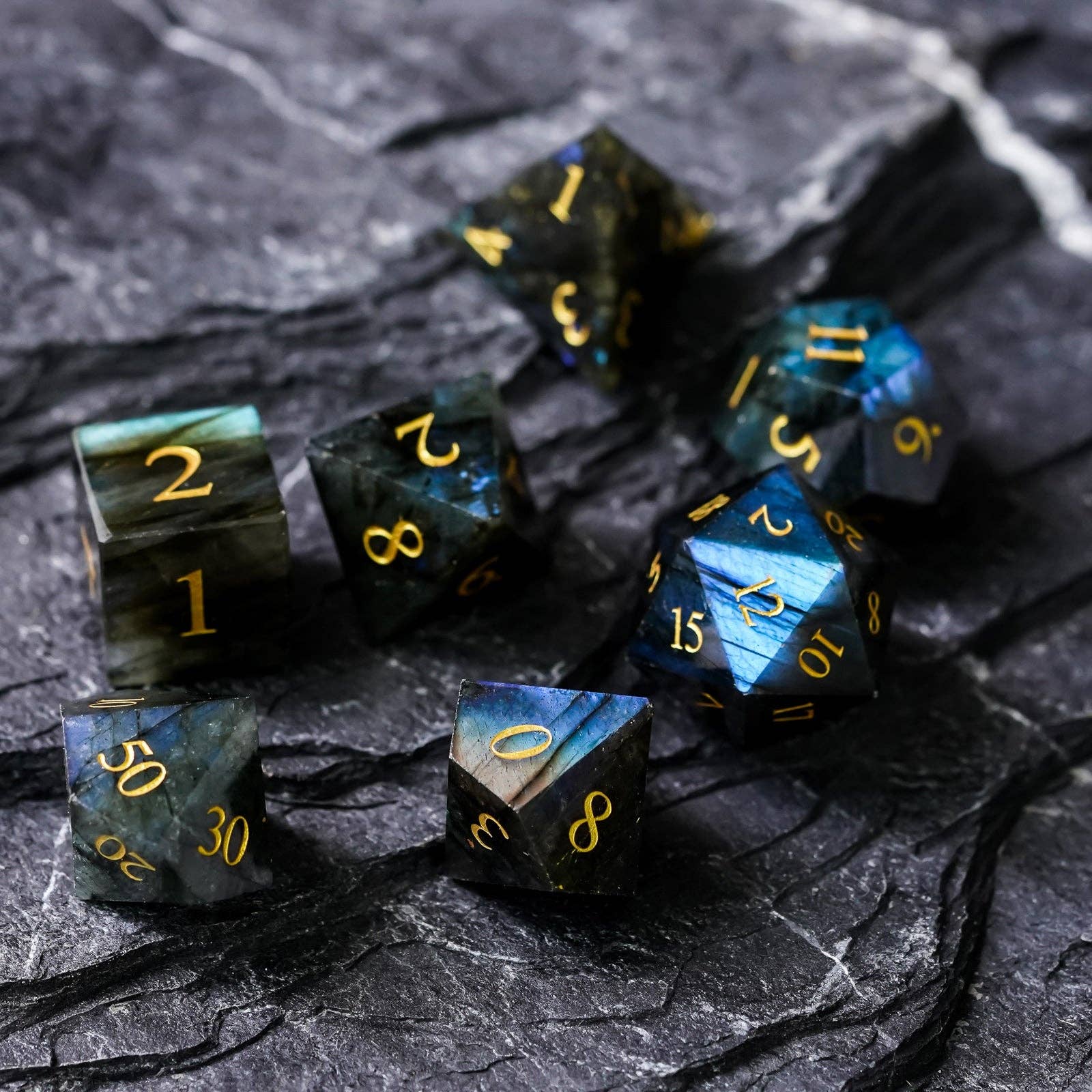 Geek Therapeutics - Wholesale Dice - Labradorite Gemstone Dice Set2