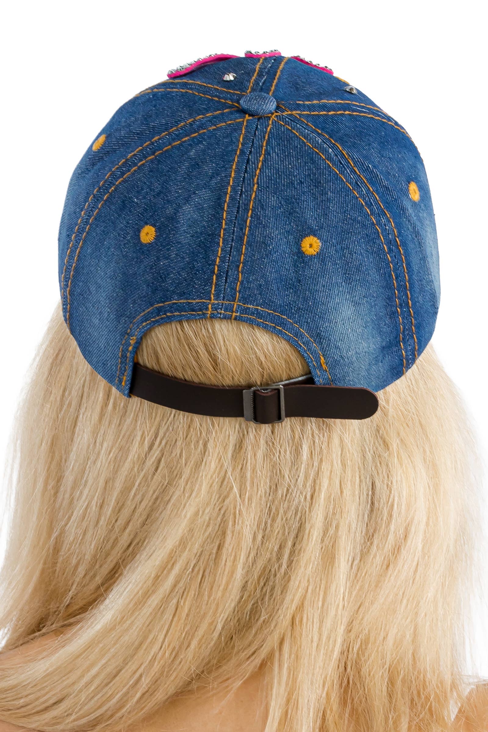 Cap Zone - Wholesale Baseball Cap - Women's - Butterfly Bling Rhinestone Denim Blue Baseball Cap11