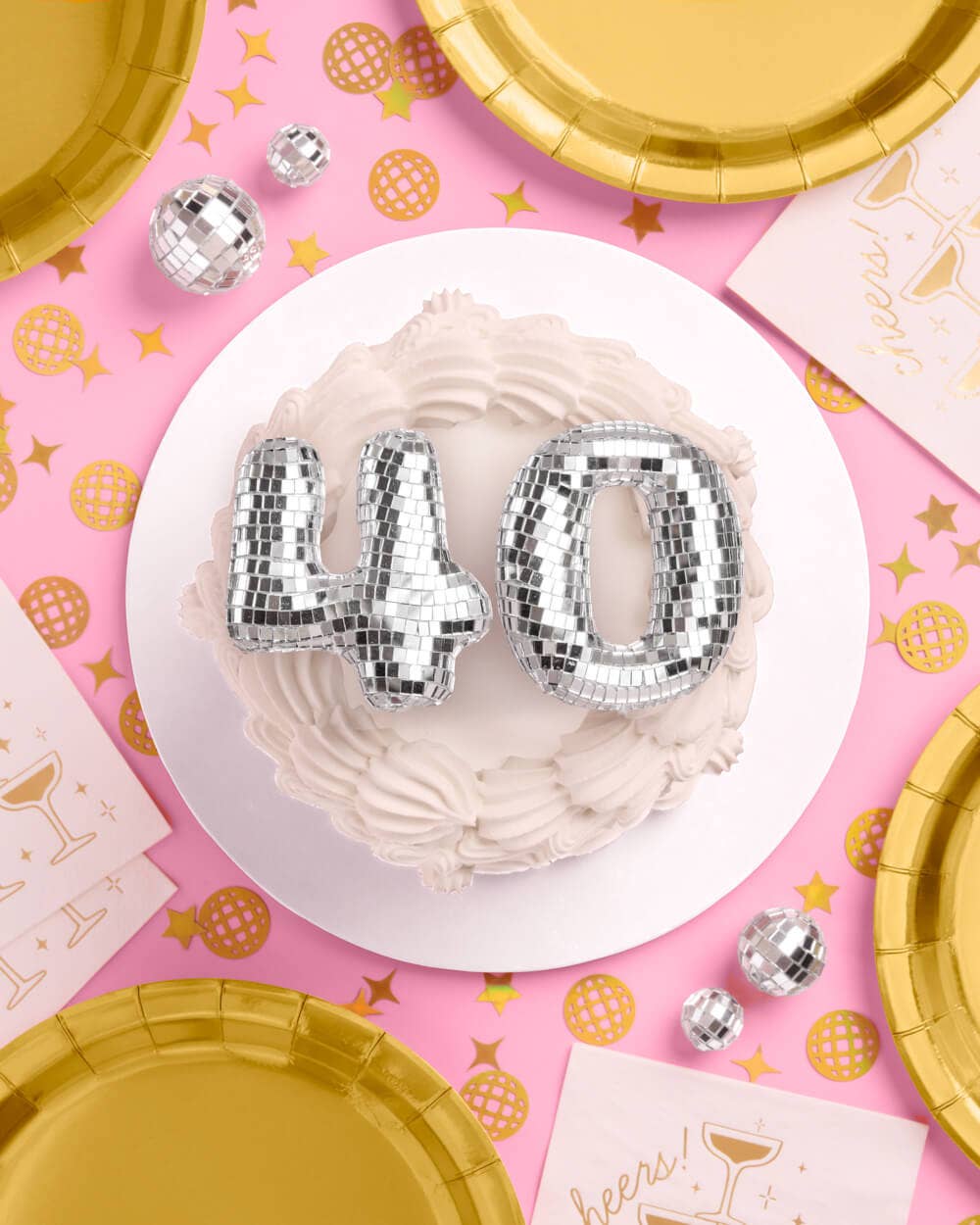 xo, Fetti - Wholesale Cake/Cupcake Topper - 40 Disco Topper - 6 pc mirrored cake toppers, 40th birthday2