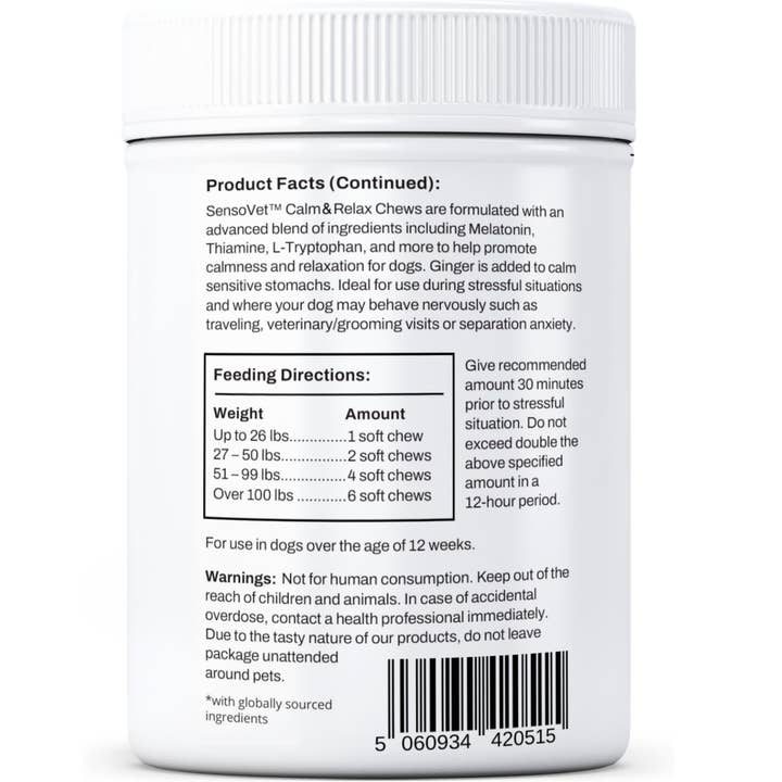 SensoVet - Wholesale Pet Supplement - Dog - SensoVet Calming Melatonin Ginger Chews Supplement for Dogs7