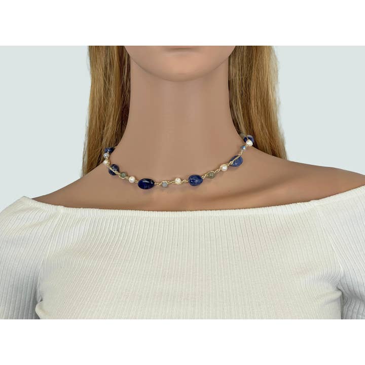 IST Jewelry - Wholesale Choker/Collar - Gemstones Cultured Pearl Twist Knot Choker/Bracelet