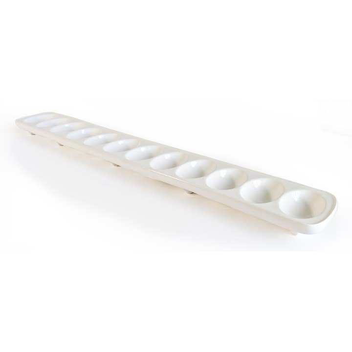 White KITCHEN BASICS Deviled Egg Tray 19x2.7" Stoneware for wholesale on Faire