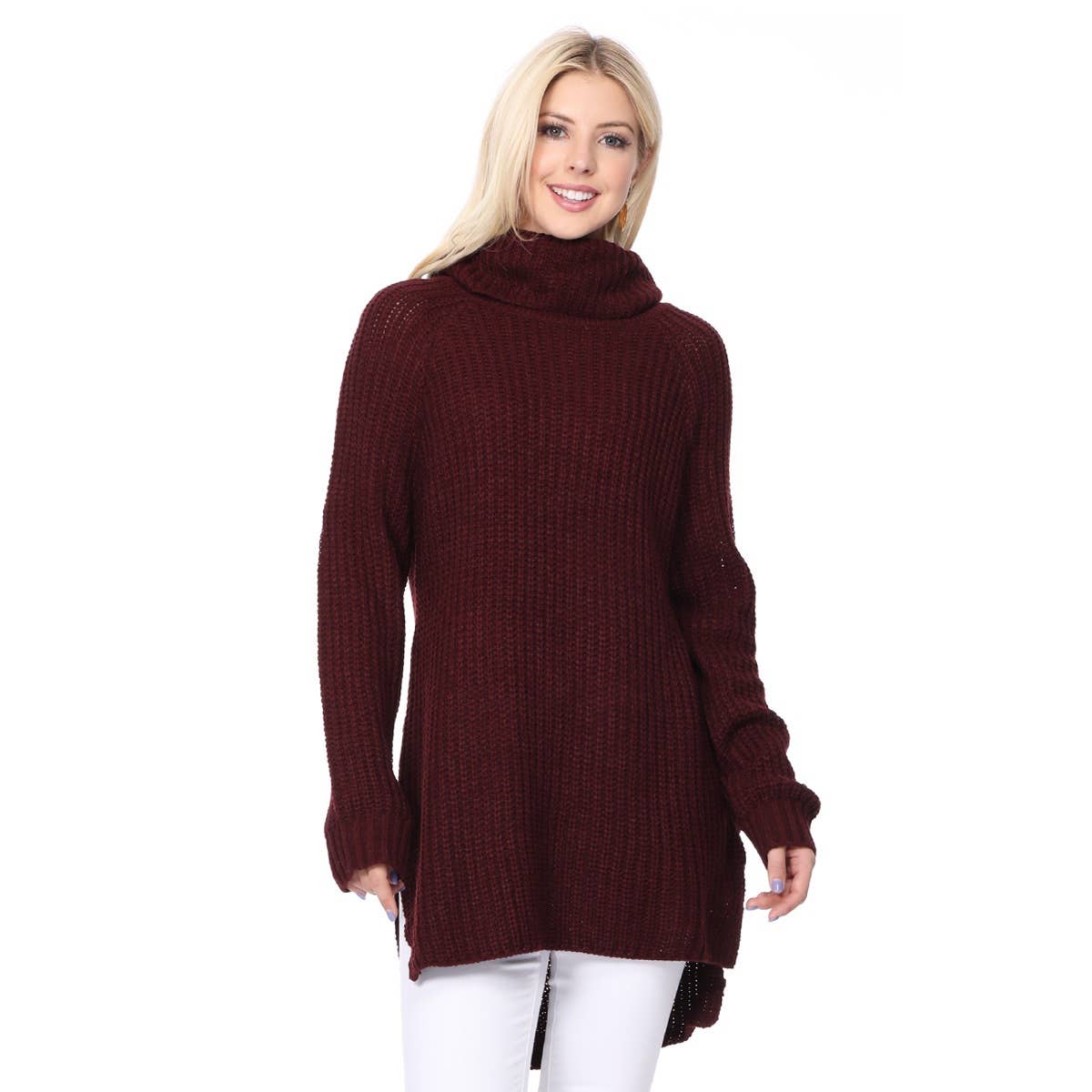 Mak – wholesale Tunic sweater – Women’s – Women's Long Sleeve Turtleneck Pullover Tunic Sweater MK36604