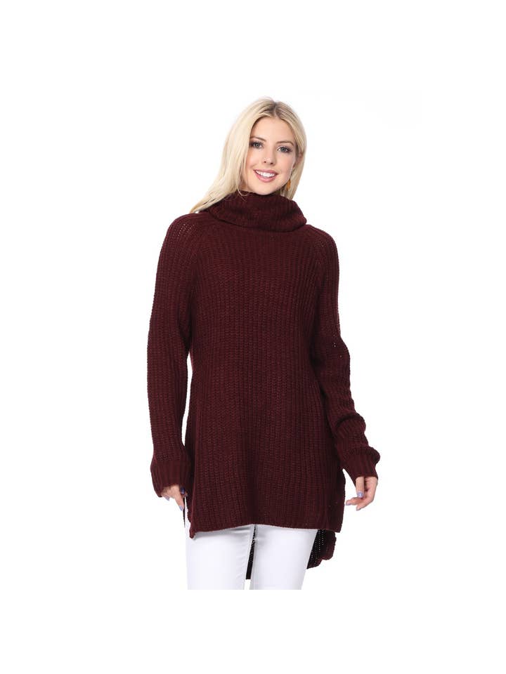 Mak - Venta al por mayor Jersey largo - Mujer - Suéter tipo túnica con cuello alto y manga larga para mujer MK36604