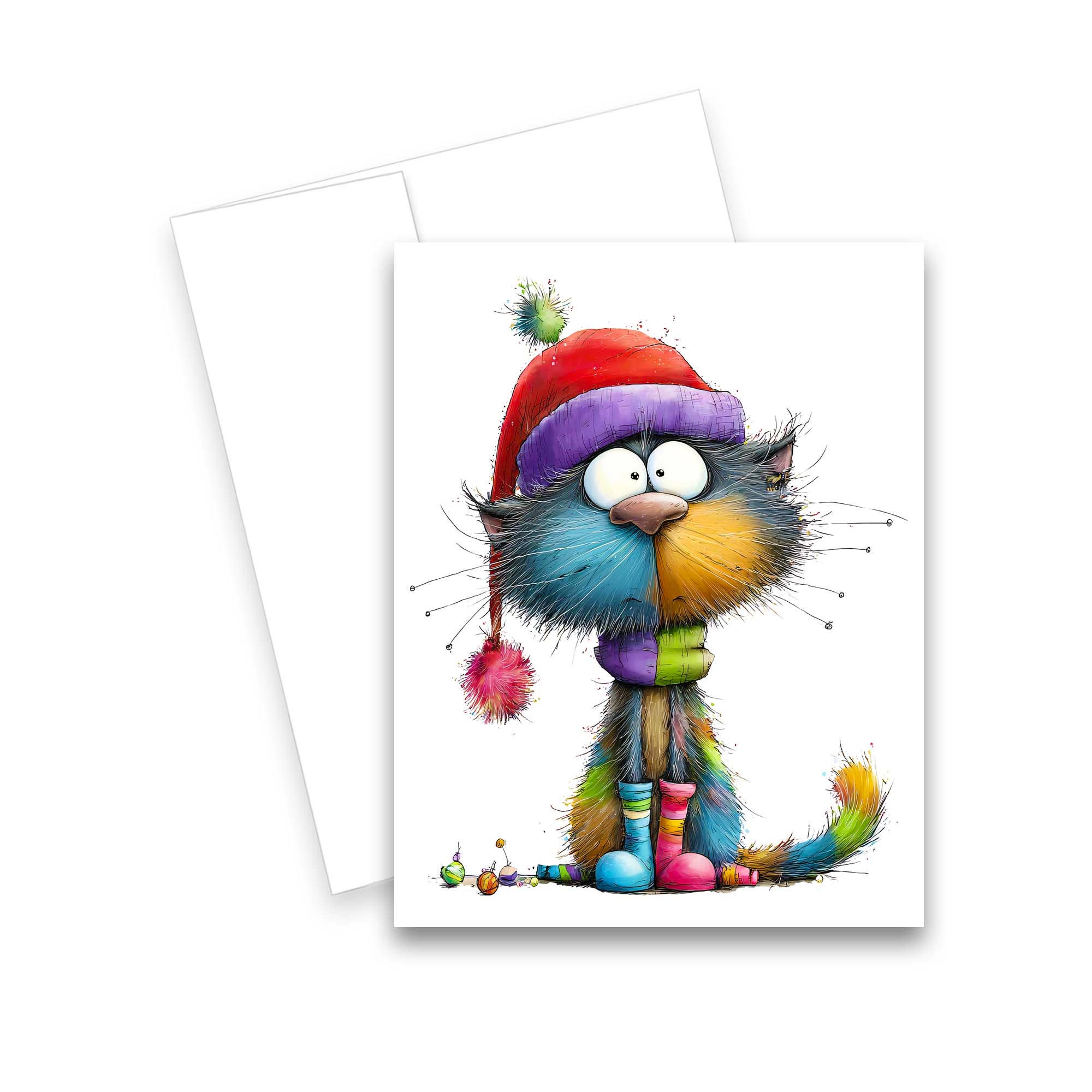 Aria Rae - Vendita all'ingrosso Biglietti di auguri di Natale - Biglietti di Auguri di Natale Divertenti con Gatti, Set di 64