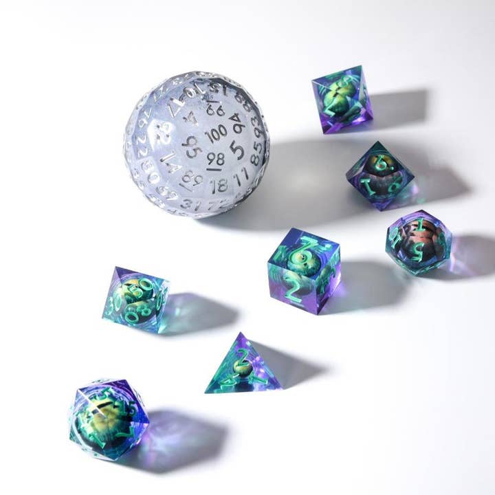 Unseelie | 50mm D100 | Liquid Core Dice for wholesale by Tabletop Dominion Limited