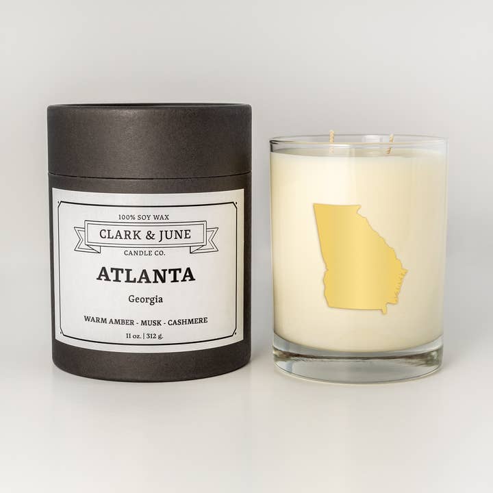 Atlanta |Warm Amber - Musk - Cashmere 11oz Soy Candle for wholesale by Clark & June Candle Co.