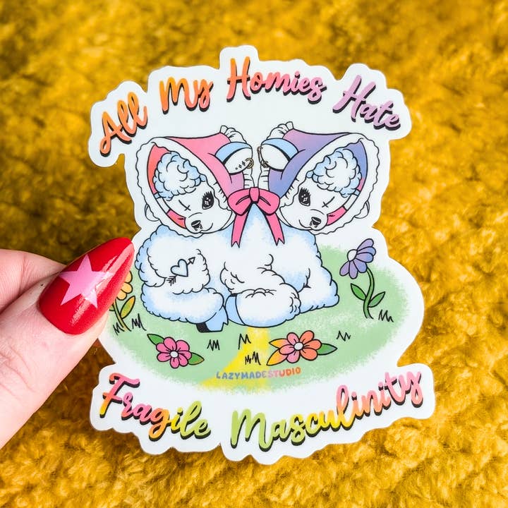 Fragile Masculinity Waterproof Sticker for wholesale by Lazy Made Studio