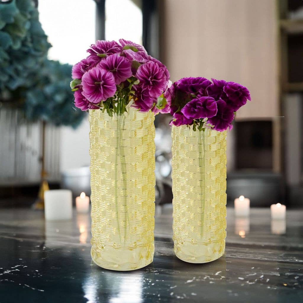 Aria Home - Vente Vases - Collection Fleurine en verre coloré, ensemble de 2 grands vases de table18