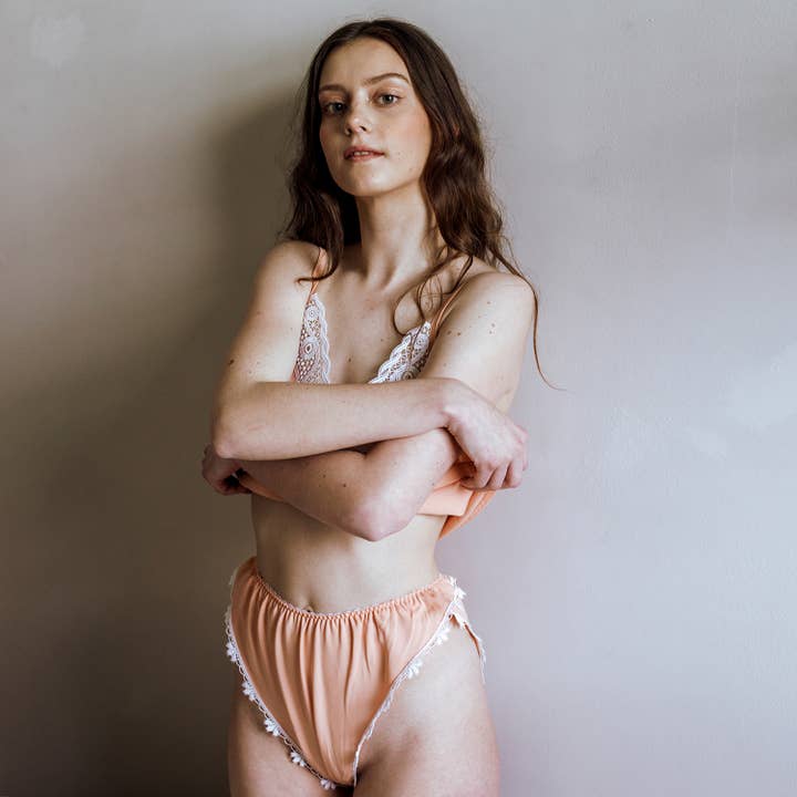 High Waist Ruffle Slip Peach for wholesale by Lenagerie