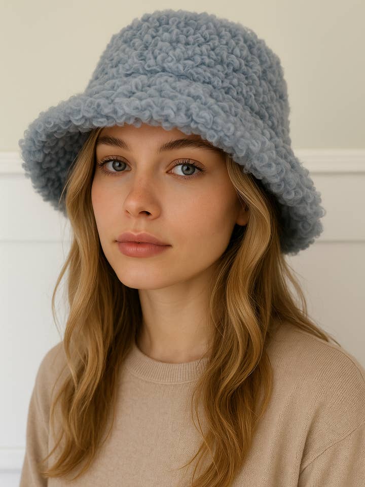 Women Hats Sherpa Bucket Hat Fluffy Winter Hat for wholesale by LidorUS