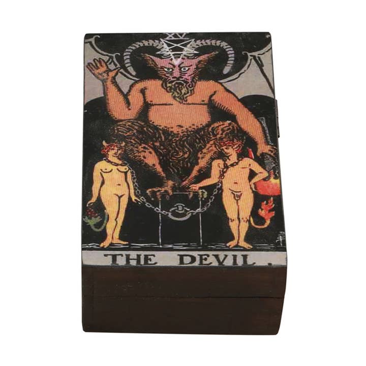 Tarotkartenbox aus Holz (6 x 4 Zoll) - Der Teufel für den Großhandel von Designs by Deekay Inc.