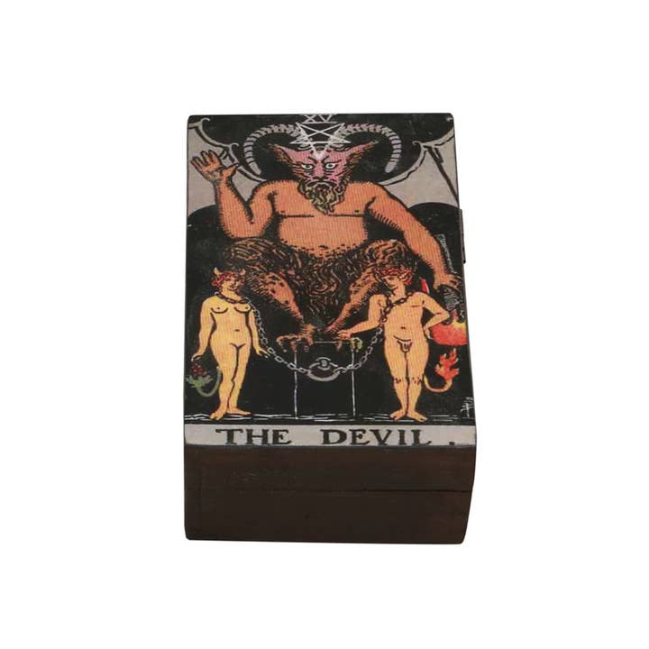Wooden Tarot Card Box (6 x 4 in.) - The Devil for wholesale by Designs by Deekay Inc.