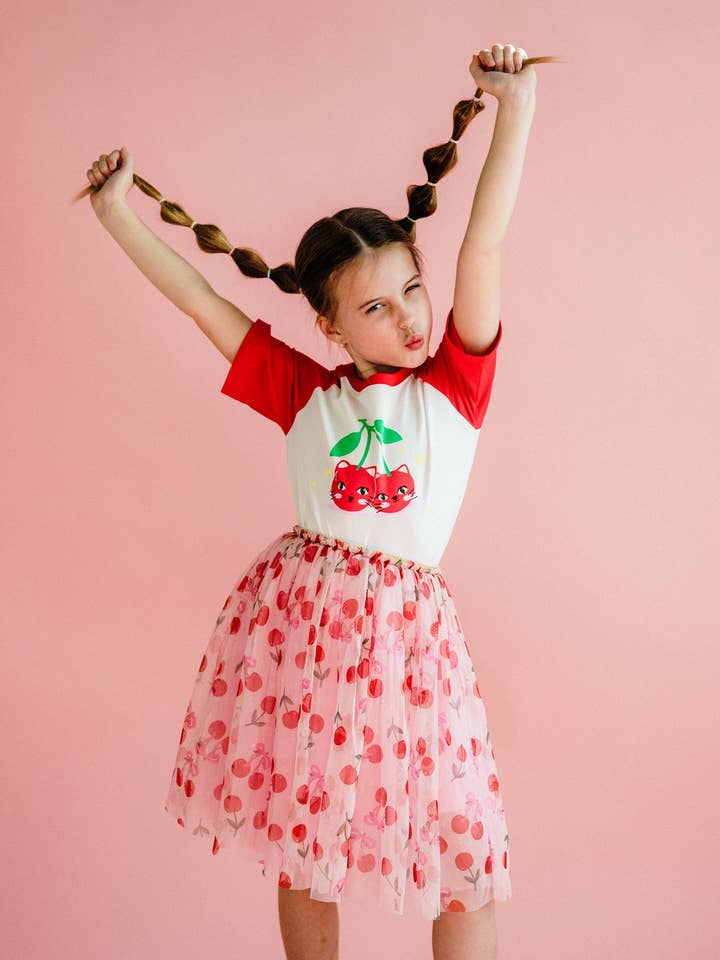 POLKA CHERRY PARTY TULLE SKIRT for wholesale on Faire1