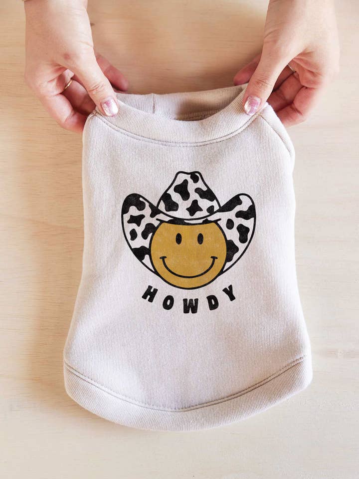 HOWDY SMILEY FACE Pet Graphic Sweatshirt. for wholesale by OAT COLLECTIVE