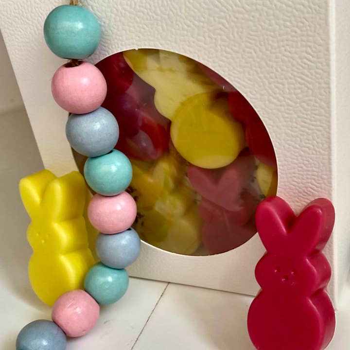 Marshmallow Bunny Wax Melts / Pink and Yellow Bunny Wax Melts for wholesale by Sugar and Spice Custom Creations