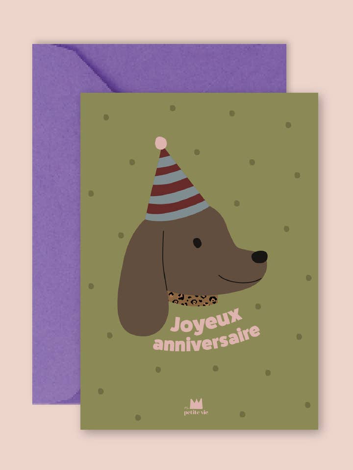 "Birthday" Card: Happy Birthday dog (with envelope) for wholesale by Ma Petite Vie