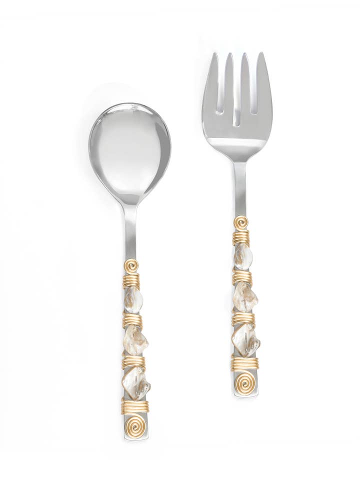 Zilveren slaserviesset met parelmoeren handvatten voor wholesale door Tiramisu