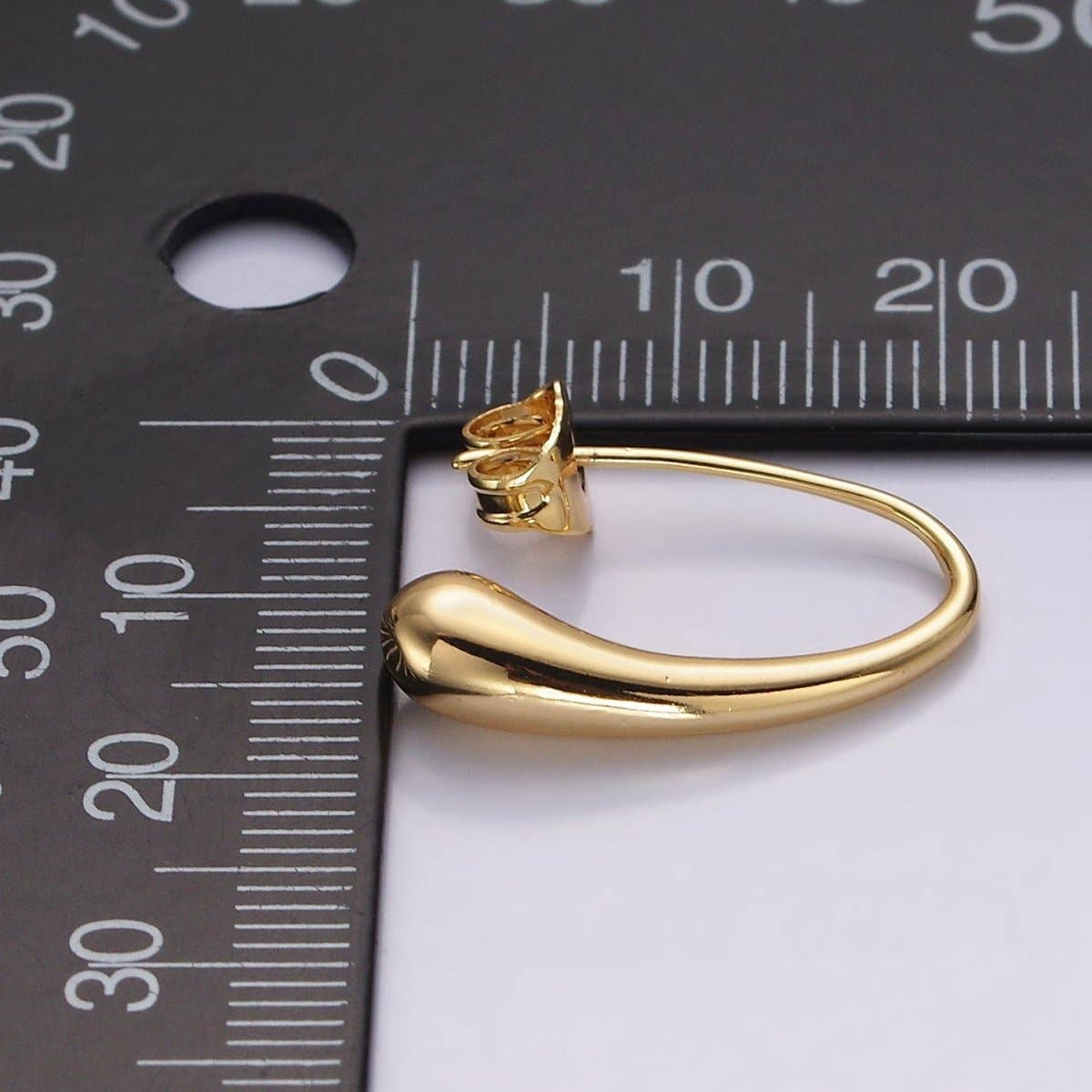Aim Eternal – Großhandel Hoops – Minimalistische französische Hakenohrringe mit 14 Karat Goldfüllung, 20 mm, geschmolzener Tropfen | AE-9662