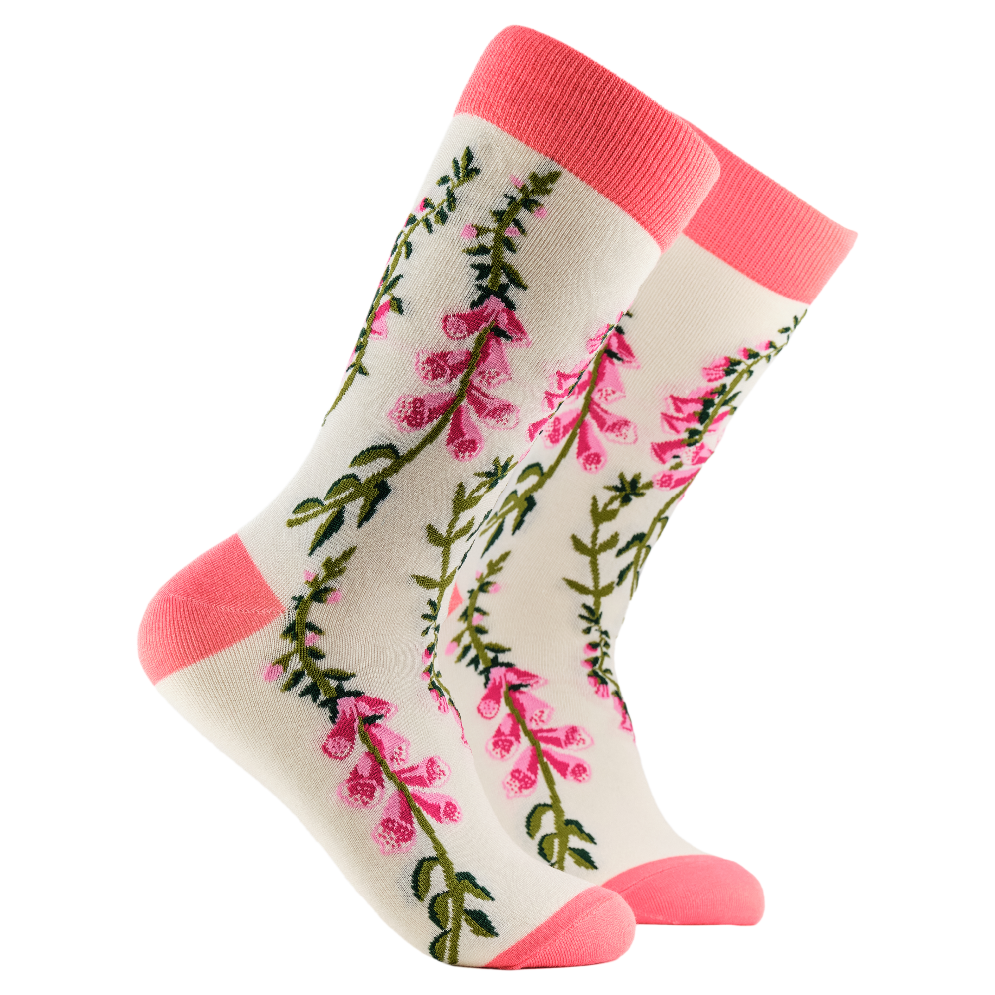 CREAM Fox Gloves Floral Bamboo Socks for wholesale on Faire0