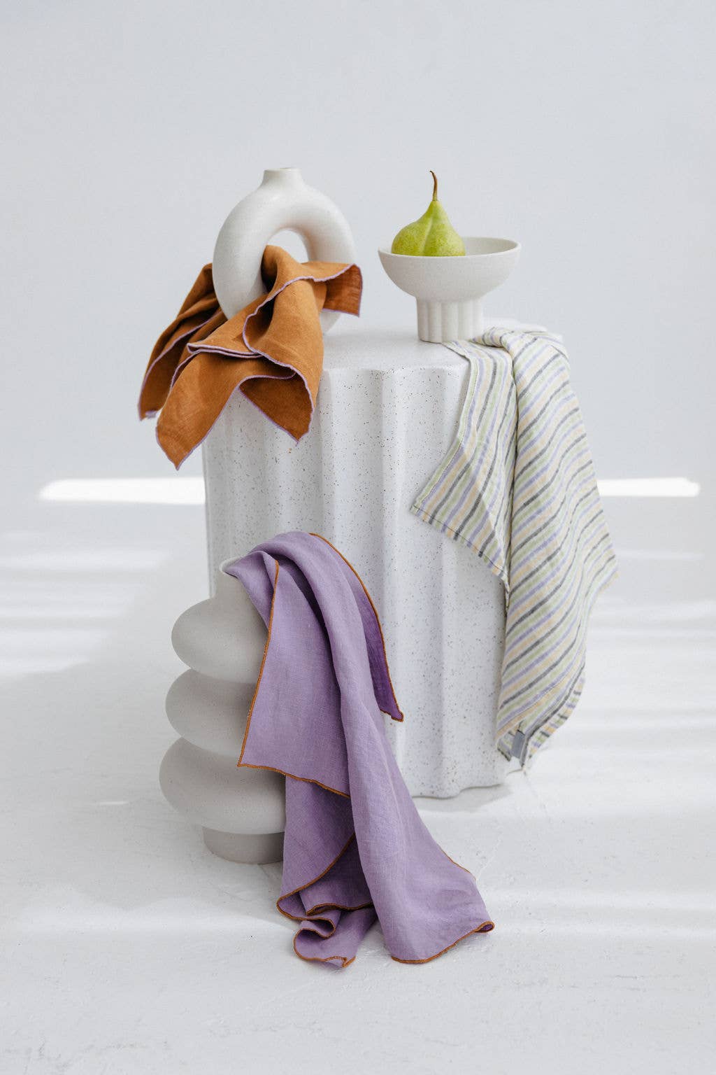dodesign - Wholesale Tea Towel - Linen Tea Towel (dish towel) / Clay & Lilac contrast detail5