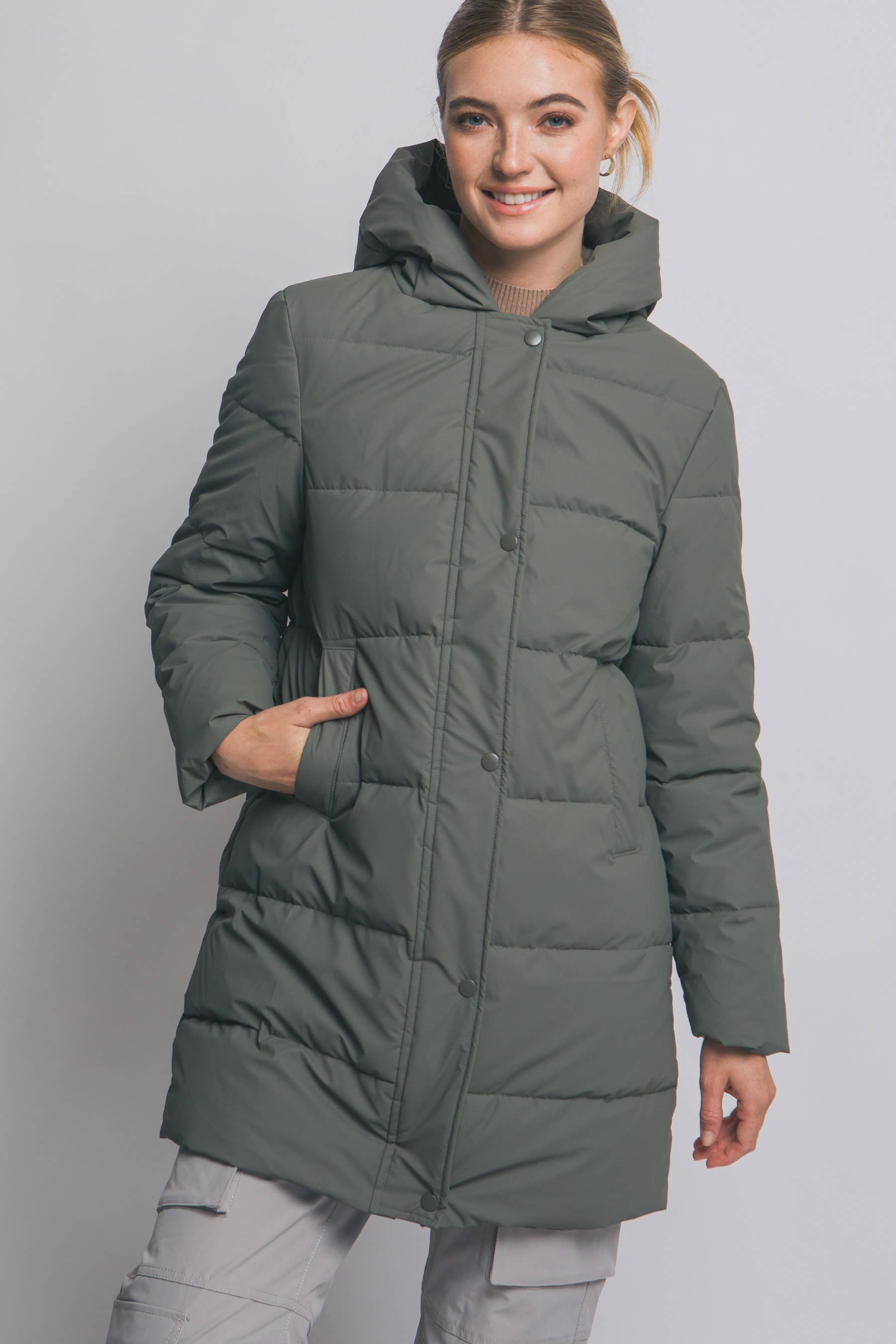 42POPS - Wholesale Outerwear Vest - Women's - ,...._ Hooded Long Quilted Puffer Coat6