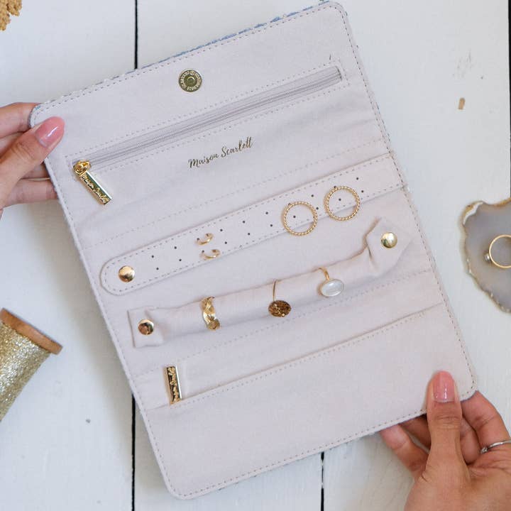 Maison Scarlett – wholesale Smyckeskrin och organisatörer – Catherine houndstooth smyckespåse