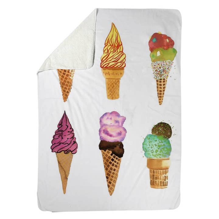 Ice cream cones | Sherpa fleece blanket 60" x 80" for wholesale by BEGIN HOME DECOR