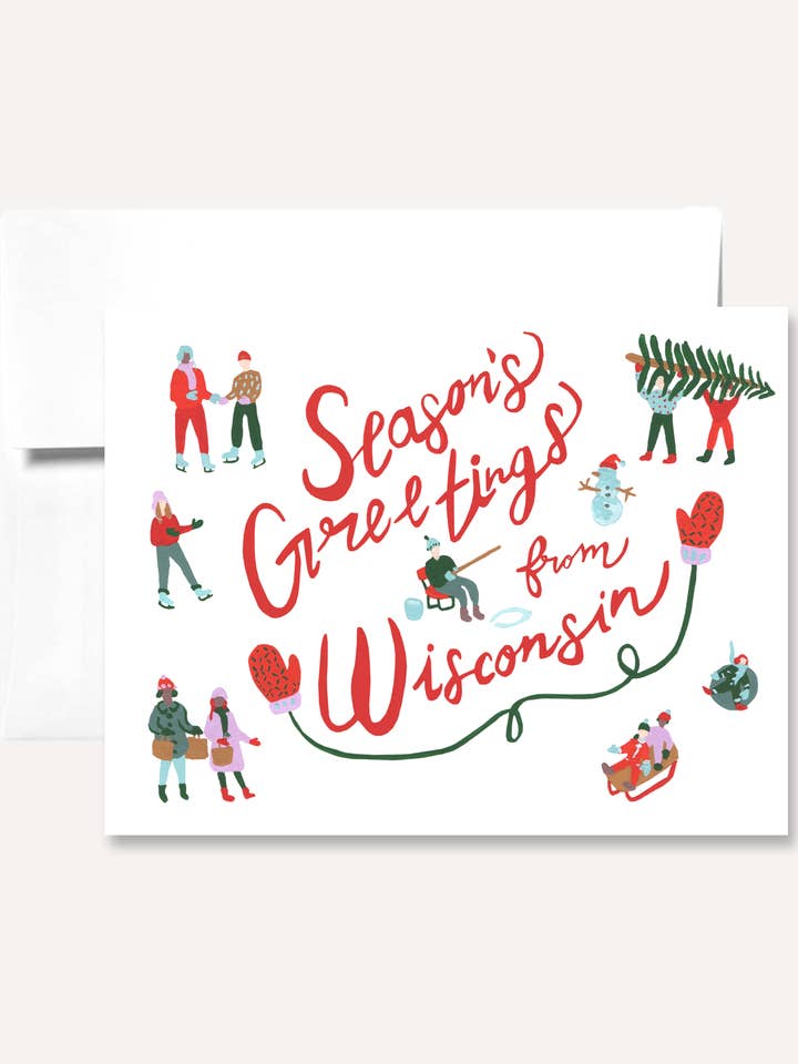 Sæsonens hilsner Wisconsin lykønskningskort for engroshandel hos Persika Design Co.